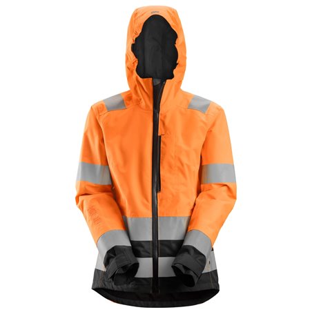 Snickers AllroundWork, Veste imperméable pour femme en Shell, haute visibilité, Classe 2/3