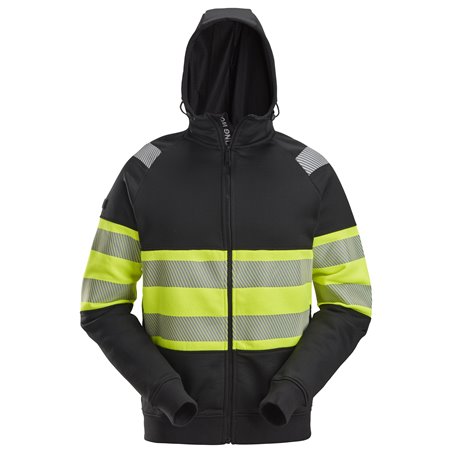 Snickers Sweat à capuche haute visibilité avec fermeture à glissière pleine longueur, Classe 1