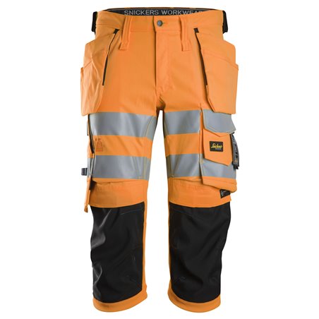 Snickers Pantacourt en tissu extensible avec poches holster haute visibilité, Classe 1/2