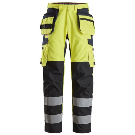 Snickers Protec Work, Pantalon de travail renforcé au niveau de tibia avec poches holster haute visibilité, Classe 2