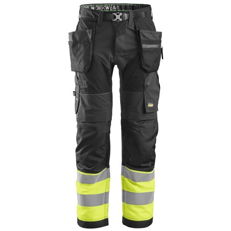 Snickers FlexiWork, Pantalon+ avec poches holster, haute visibilité, Classe 1