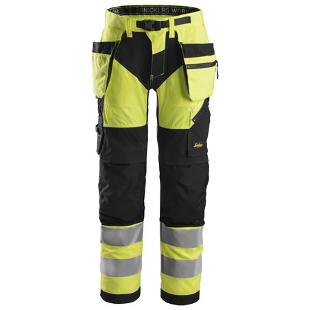 Snickers FlexiWork, Pantalon haute visibilité avec poches holster, Classe 2