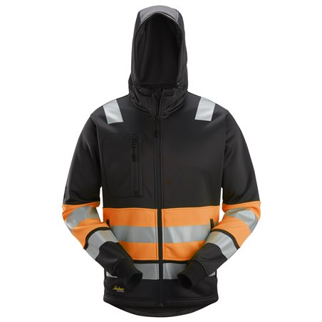 Snickers Sweat à capuche avec fermeture à glissière, haute visibilité Classe 1