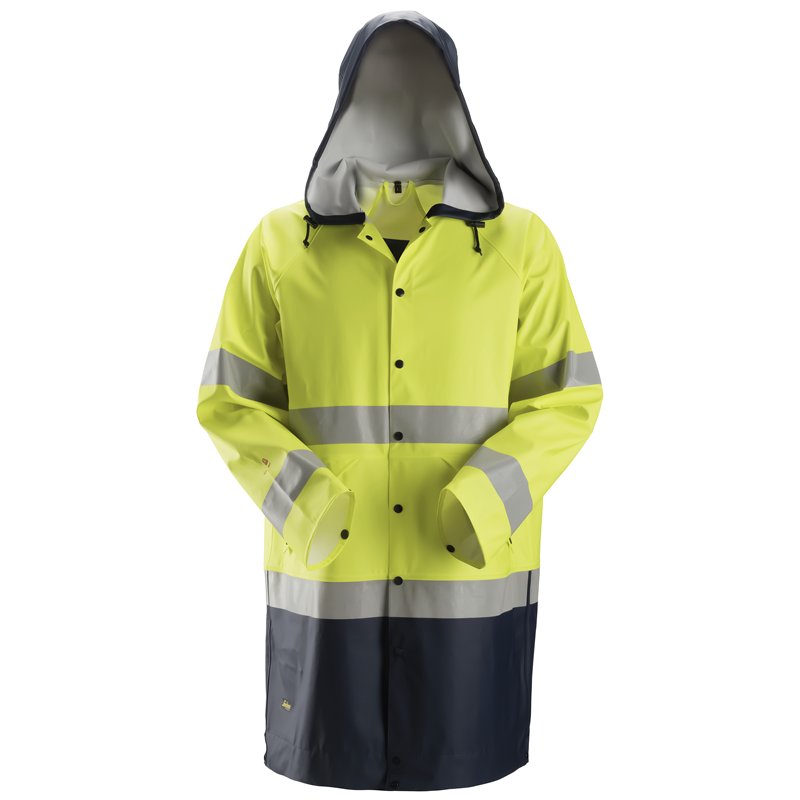Snickers ProtecWork, Veste de Pluie en PU, Haute Visibilité de Classe 3