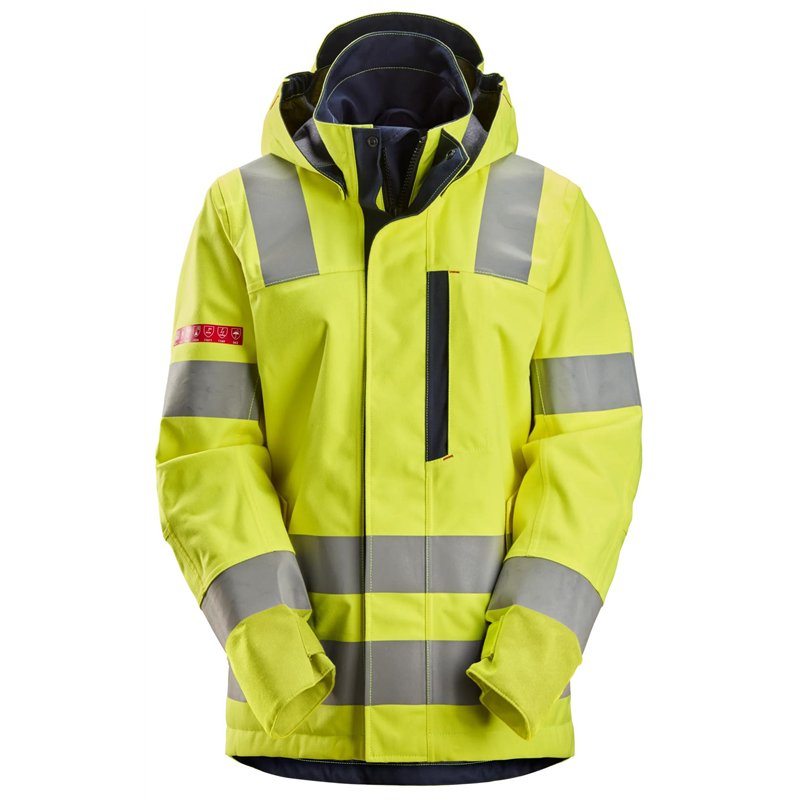 Snickers ProtecWork, Veste Shell Imperméable pour Femme, Haute Visibilité, Classe 3