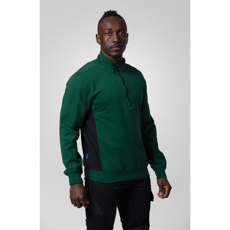 Sweat-Shirt Demi-Zip avec Éléments Contrastants