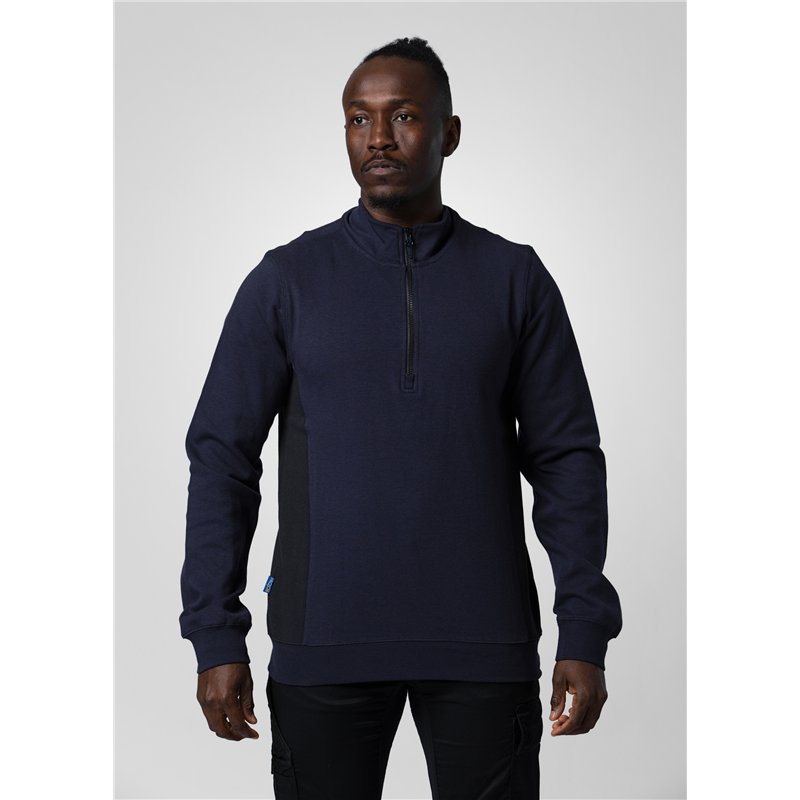 Sweat-Shirt Demi-Zip avec Éléments Contrastants