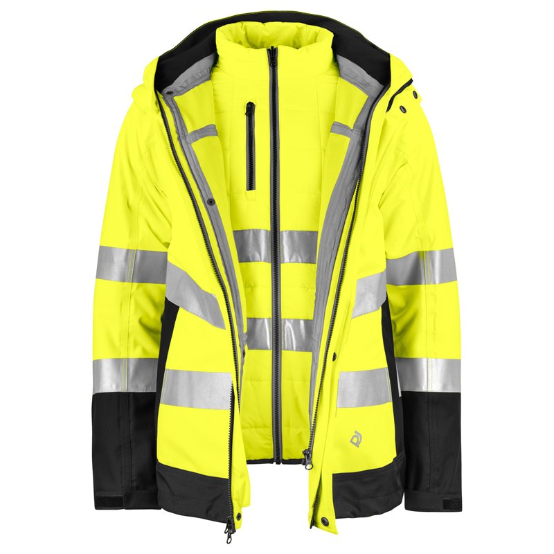 Parka Coupe-Vent et Imperméable 3-en-1 en ISO 20471 Classe 3/2
