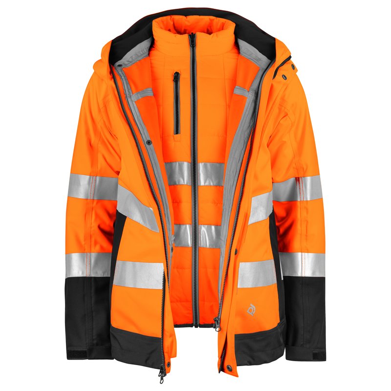 Parka Coupe-Vent et Imperméable 3-en-1 en ISO 20471 Classe 3/2