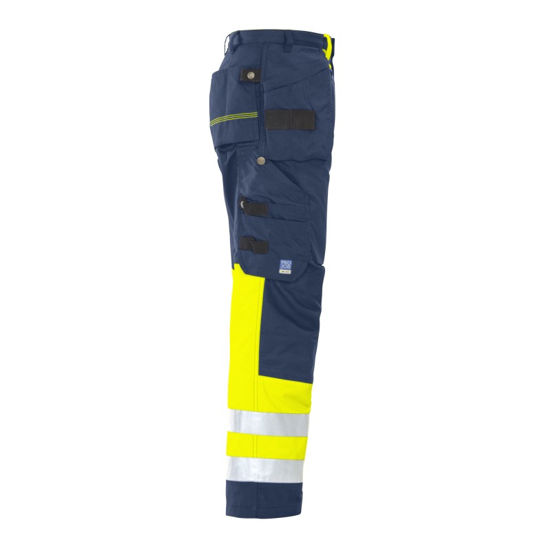 Pantalon de Travail avec Renfort aux Genoux et Poches Flottantes en ISO 20471 Classe 1