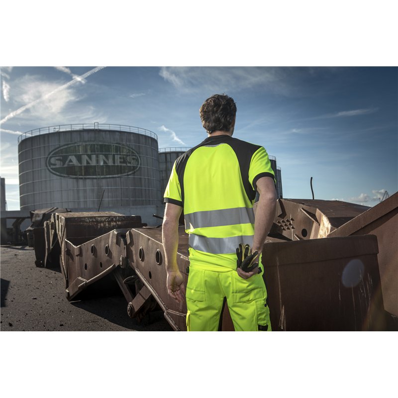 Pantalon de Travail avec Renfort aux Genoux et Poches Flottantes avec Stretch en ISO 20471 Classe 2