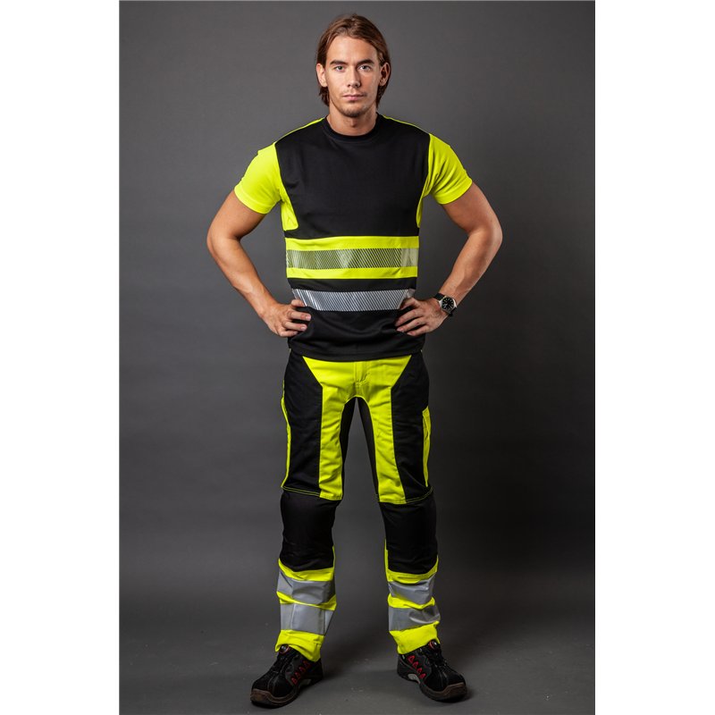 Pantalon de Travail avec Renfort aux Genoux et Poches Flottantes avec Stretch en ISO 20471 Classe 2