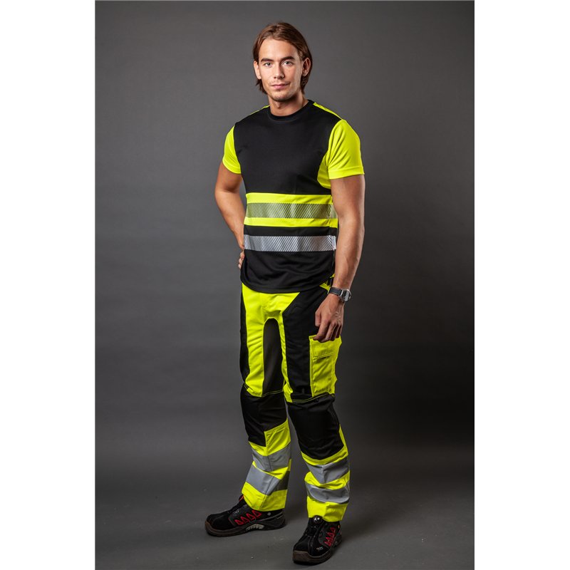 Pantalon de Travail avec Renfort aux Genoux et Poches Flottantes avec Stretch en ISO 20471 Classe 2