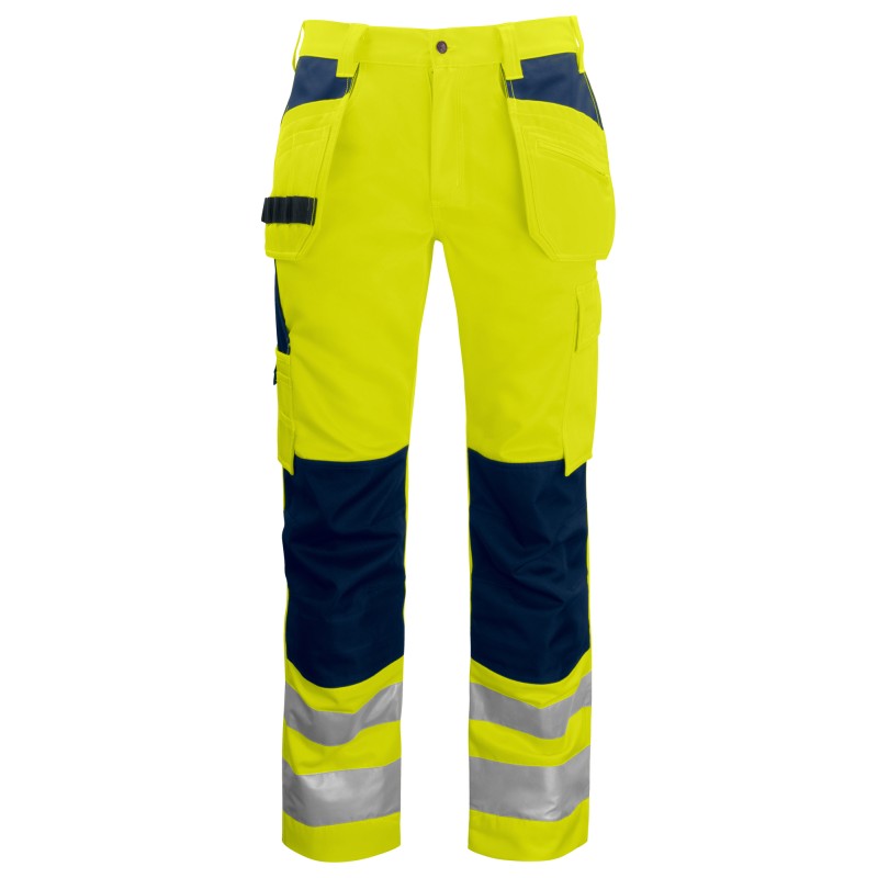 Pantalon de Travail Haute Visibilité avec Renfort aux Genoux et Poches Flottantes en ISO 20471 Classe 2 Coupe Moderne