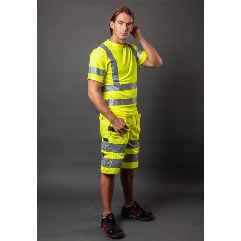 Short Haute Visibilité avec Poches Flottantes en ISO 20471 Classe 2 Coupe Moderne