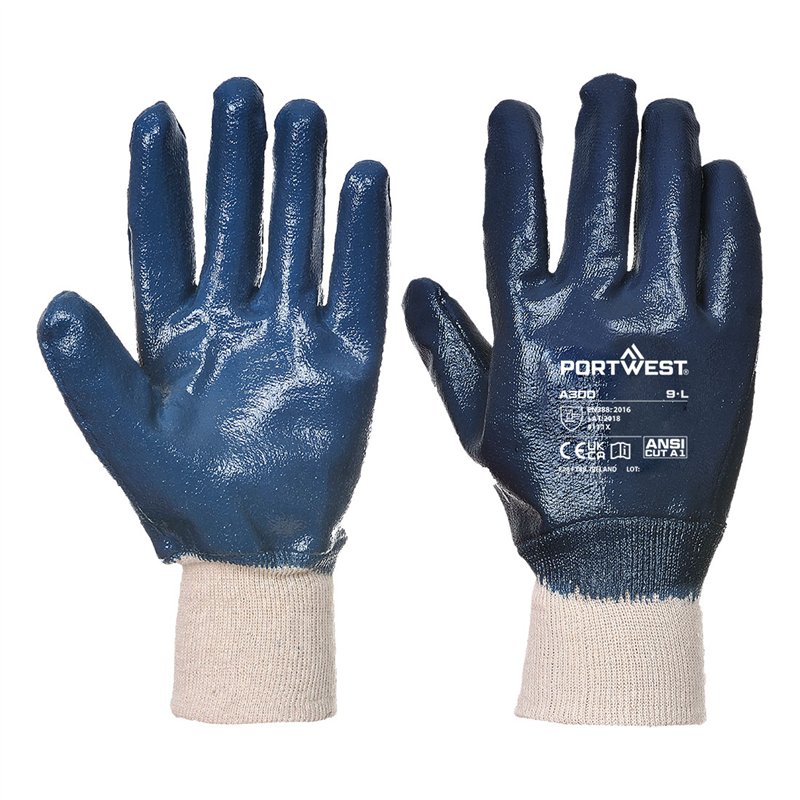 Gant nitrile, poignet tricot