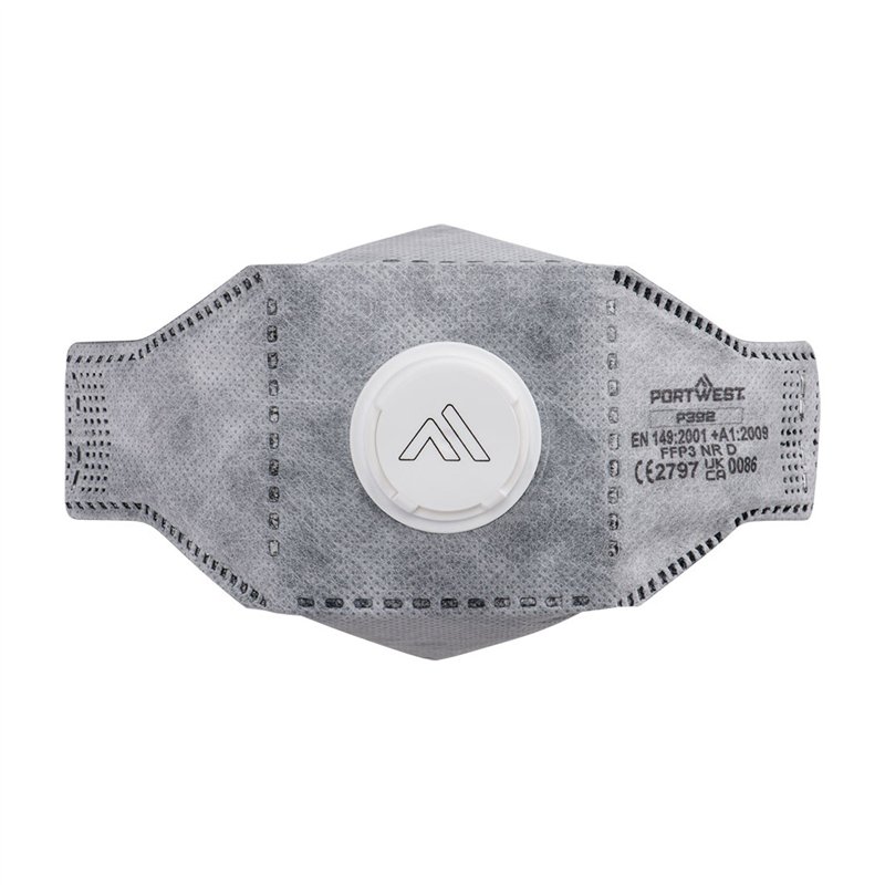 Masque EAGLE Respiratoire FFP3  plat pliable en carbone avec valve (Paquet de 10 pièces)