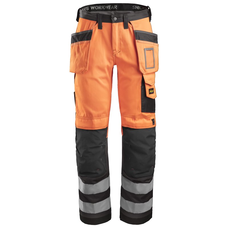 Snickers Pantalon Haute Visibilité avec Poches Holster, Classe 2