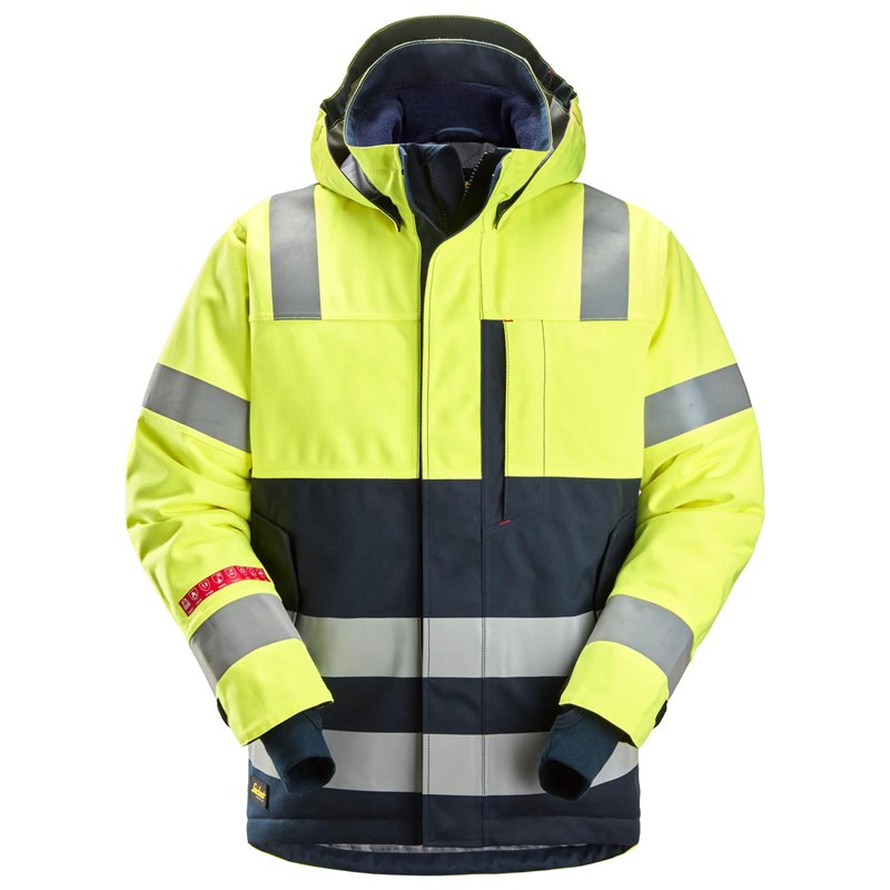 Snickers ProtecWork, Veste à Capuche, Isolée et Imperméable, Haute Visibilité Classe 3