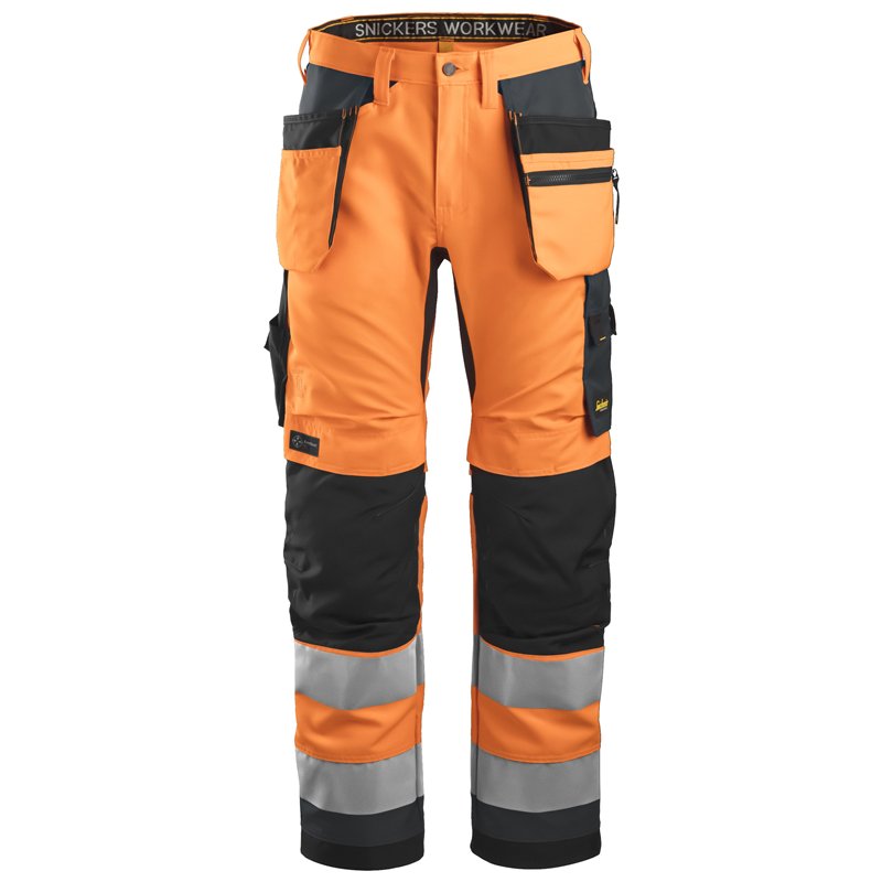 Snickers AllroundWork, Pantalon+ Haute Visibilité avec Poches Holster, Classe 2