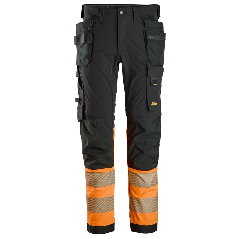Snickers Pantalon en Tissu Extensible 4 Directions avec Poches Holster, Haute Visibilité, Classe 1