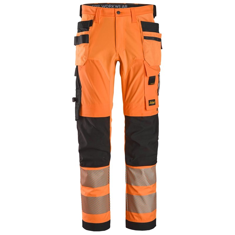 Snickers Pantalon en Tissu Extensible 4 Directions avec Poches Holster, Haute Visibilité, Classe 2
