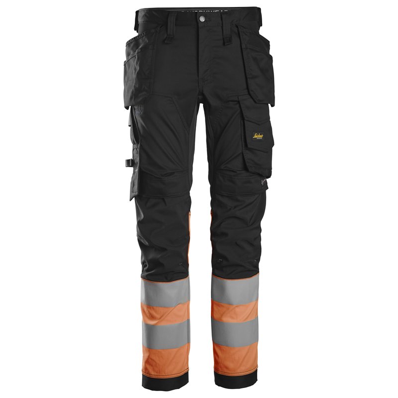 Snickers Pantalon en Tissu Extensible avec Poches Holster Haute Visibilité, Classe 1