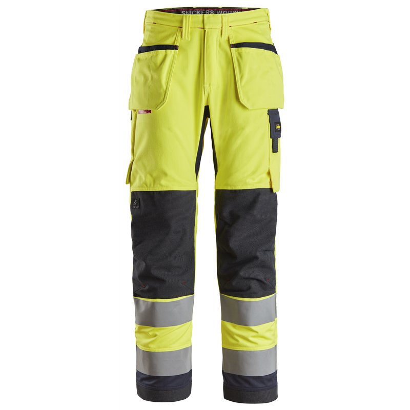 Snickers ProtecWork, Pantalon de Travail Extensible avec Poches Holsters Haute Visibilité Classe 2