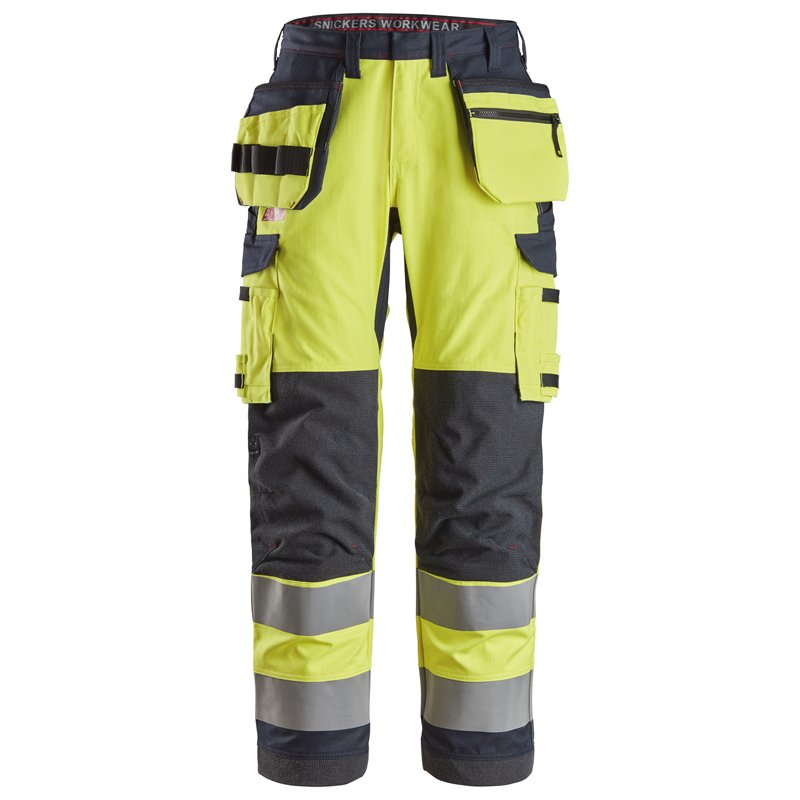 Snickers ProtecWork, Pantalon de Travail à Poches Holsters, Poches de Jambes Symétriques, Haute Visibilité Classe 2
