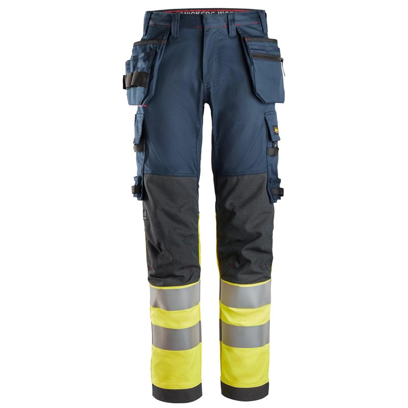 Snickers ProtecWork, Pantalon de Travail en Tissu Extensible avec Poches Holsters, Haute Visibilité, Classe 1