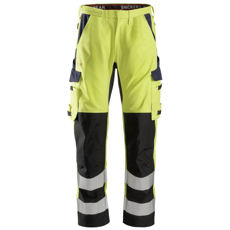 Snickers ProtecWork, Pantalon avec Renforts sur les Tibias, Haute Visibilité, Classe 2