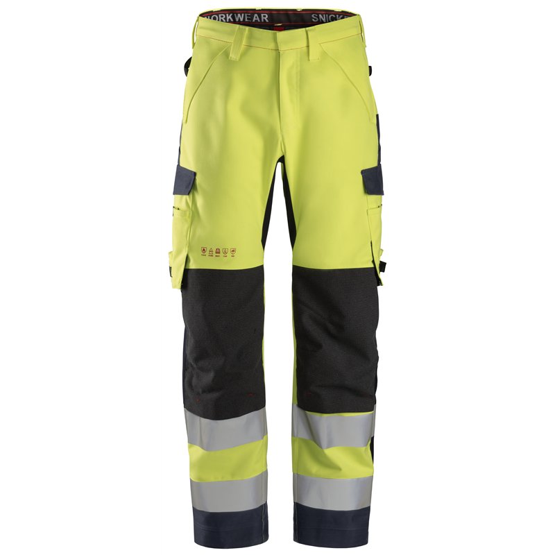 Snickers ProtecWork, Pantalon Imperméable en Shell, Haute Visibilité, Classe 2