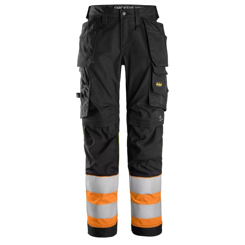Snickers Pantalon en Tissu Extensible pour Femme avec Poches Holster Haute Visibilité, Classe 1