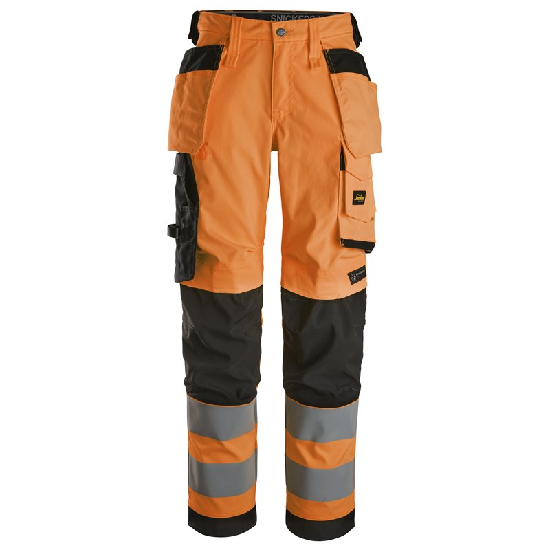 Snickers Pantalon en Tissu Extensible pour Femme avec Poches Holster Haute Visibilité, Classe 2